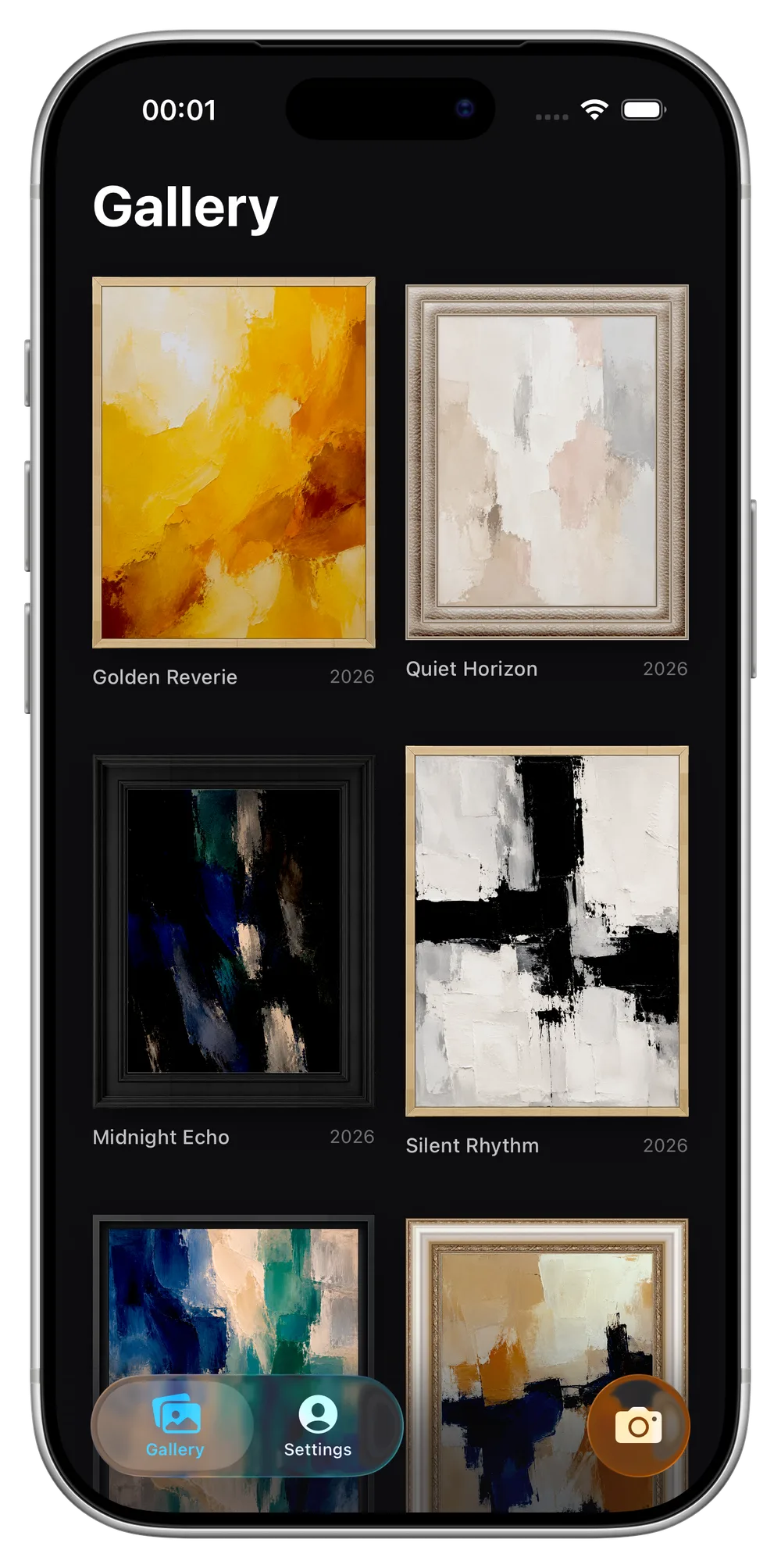 ArtStudio gallery view on iPhone